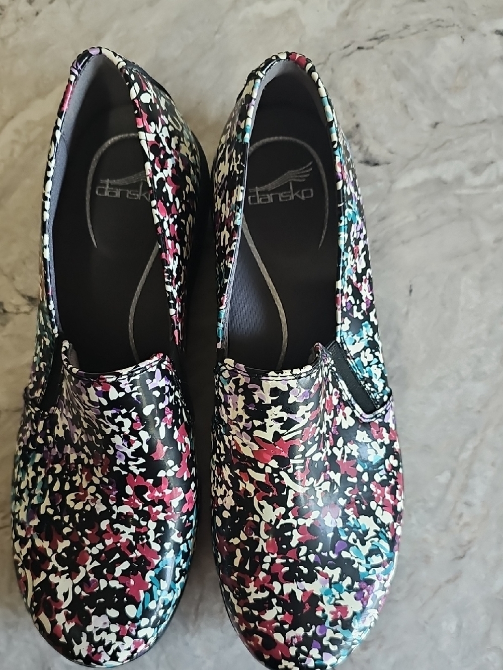 Dansko Nora Slip-On‎ Leather Floral Clogs in Petals, size 41 10.5-11 Nursing - Picture 7 of 9